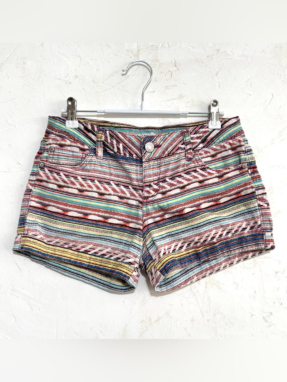 Celebrity Pink Jeans Aztec Print Stretch Denim Shorts Multicolor